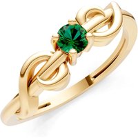 Emerald Double Knot Tiny Solitaire Andromeda Twist Ring in 9ct Gold