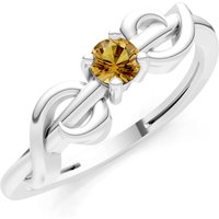 Citrine Double Knot Tiny Solitaire Andromeda Twist Ring in 9ct White Gold