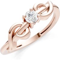 Diamond Double Knot Tiny Solitaire Andromeda Twist Ring, 0.11 ct in 9ct Rose Gold