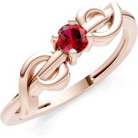 Ruby Double Knot Tiny Solitaire Andromeda Twist Ring in 9ct Rose Gold