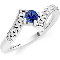 Sapphire and Diamond Bypass Accent Tiny Solitaire Ring in 18ct White Gold
