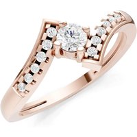 Diamond Bypass Accent Tiny Solitaire Ring, 0.11 ct in 9ct Rose Gold