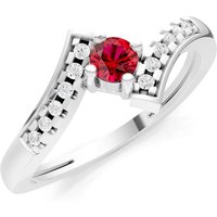Ruby and Diamond Bypass Accent Tiny Solitaire Ring in 18ct White Gold