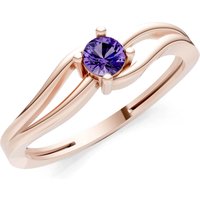 Amethyst Split Shank Tiny Solitaire Ring in 9ct Rose Gold