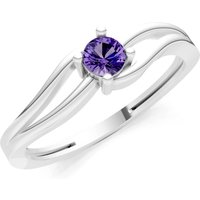 Amethyst Split Shank Tiny Solitaire Ring in 18ct White Gold