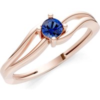 Sapphire Split Shank Tiny Solitaire Ring in 9ct Rose Gold
