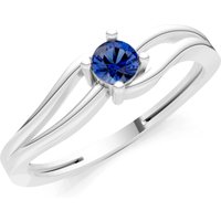 Sapphire Split Shank Tiny Solitaire Ring in 9ct White Gold