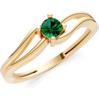 Emerald Split Shank Tiny Solitaire Ring in 9ct Gold