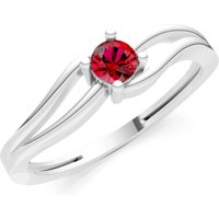 Ruby Split Shank Tiny Solitaire Ring in 18ct White Gold