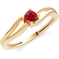 Ruby Split Shank Tiny Solitaire Ring in 18ct Gold