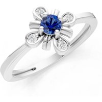 Sapphire and Diamond Floral Cluster Nova Bloom Ring in 9ct White Gold
