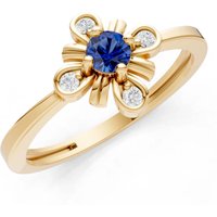 Sapphire and Diamond Floral Cluster Nova Bloom Ring in 9ct Gold