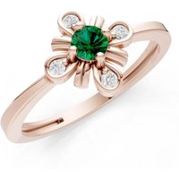 Emerald and Diamond Floral Cluster Nova Bloom Ring in 9ct Rose Gold