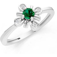 Emerald and Diamond Floral Cluster Nova Bloom Ring in 18ct White Gold