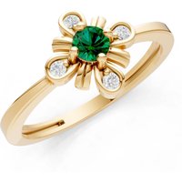 Emerald and Diamond Floral Cluster Nova Bloom Ring in 9ct Gold