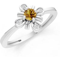 Citrine and Diamond Floral Cluster Nova Bloom Ring in 18ct White Gold