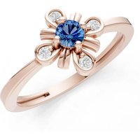 London Blue Topaz and Diamond Floral Cluster Nova Bloom Ring in 9ct Rose Gold
