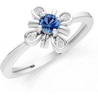 London Blue Topaz and Diamond Floral Cluster Nova Bloom Ring in 18ct White Gold