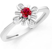 Ruby and Diamond Floral Cluster Nova Bloom Ring in 9ct White Gold