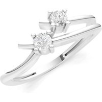 Diamond Two Stone Crossover Prong Ring in 9ct White Gold