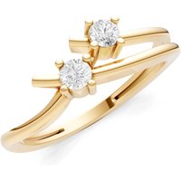 Diamond Two Stone Crossover Prong Ring in 18ct Gold