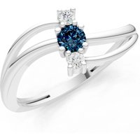 Alexandrite and Diamond Bypass Cluster Accent Ring in 18ct White Gold