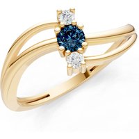 Alexandrite and Diamond Bypass Cluster Accent Ring in 9ct Gold