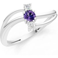 Amethyst and Diamond Bypass Cluster Accent Ring in 9ct White Gold