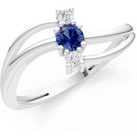 Sapphire and Diamond Bypass Cluster Accent Ring in 9ct White Gold