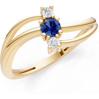 Sapphire and Diamond Bypass Cluster Accent Ring in 9ct Gold