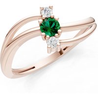 Emerald and Diamond Bypass Cluster Accent Ring in 9ct Rose Gold