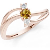 Citrine and Diamond Bypass Cluster Accent Ring in 9ct Rose Gold