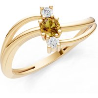 Citrine and Diamond Bypass Cluster Accent Ring in 18ct Gold