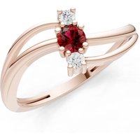 Garnet and Diamond Bypass Cluster Accent Ring in 9ct Rose Gold
