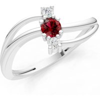 Garnet and Diamond Bypass Cluster Accent Ring in 9ct White Gold