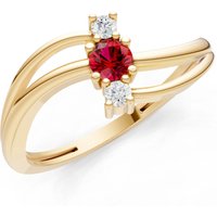 Ruby and Diamond Bypass Cluster Accent Ring in 18ct Gold