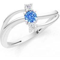 Swiss Blue Topaz and Diamond Bypass Cluster Accent Ring in 9ct White Gold