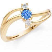 Swiss Blue Topaz and Diamond Bypass Cluster Accent Ring in 9ct Gold