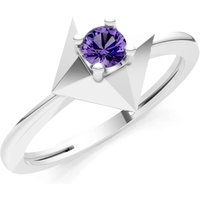 Amethyst Tiny Solitaire Ring in 18ct White Gold