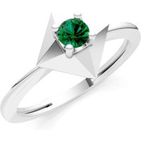 Emerald Tiny Solitaire Ring in 9ct White Gold