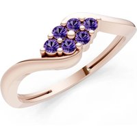 Amethyst Wave Cluster Prong Ring in 9ct Rose Gold
