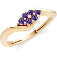 Amethyst Wave Cluster Prong Ring in 9ct Gold