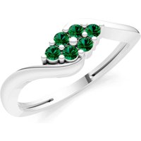Emerald Wave Cluster Prong Ring in 18ct White Gold