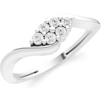 Diamond Wave Cluster Prong Ring in 18ct White Gold