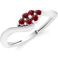 Garnet Wave Cluster Prong Ring in 18ct White Gold
