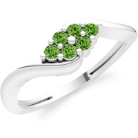 Peridot Wave Cluster Prong Ring in 18ct White Gold