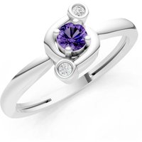 Amethyst and Diamond Trinity Harmony Three Stone Stacking Ring in 9ct White Gold