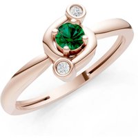 Emerald and Diamond Trinity Harmony Three Stone Stacking Ring in 9ct Rose Gold