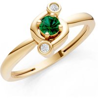 Emerald and Diamond Trinity Harmony Three Stone Stacking Ring in 9ct Gold