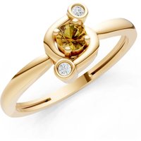 Citrine and Diamond Trinity Harmony Three Stone Stacking Ring in 9ct Gold